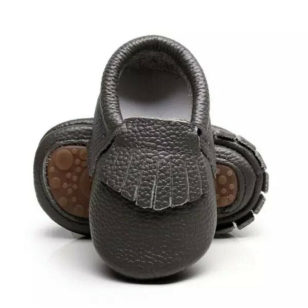 Baby Toddler Boy Girl Slip On Moccasins Rubber Sole Shoes Hard Sole Size 8 36-42